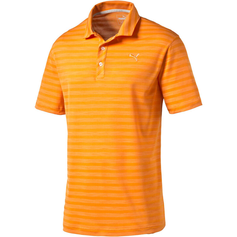 Puma: Herren Golf Polo-Shirt Mixed Stripe Polo, orange, verfügbar in Größe S