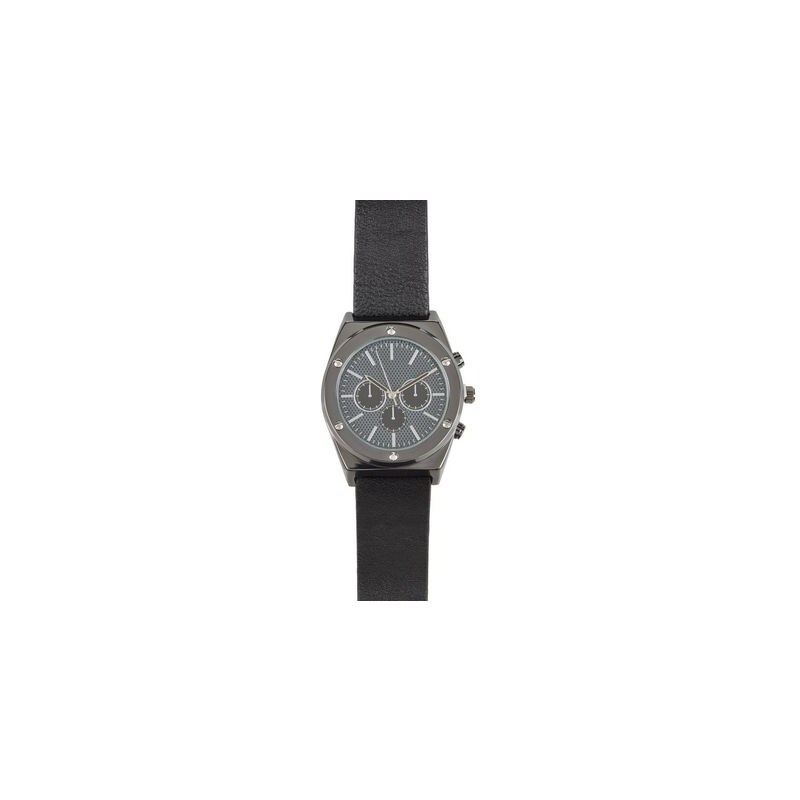 New Look Schwarze Uhr mit Kunstlederarmband