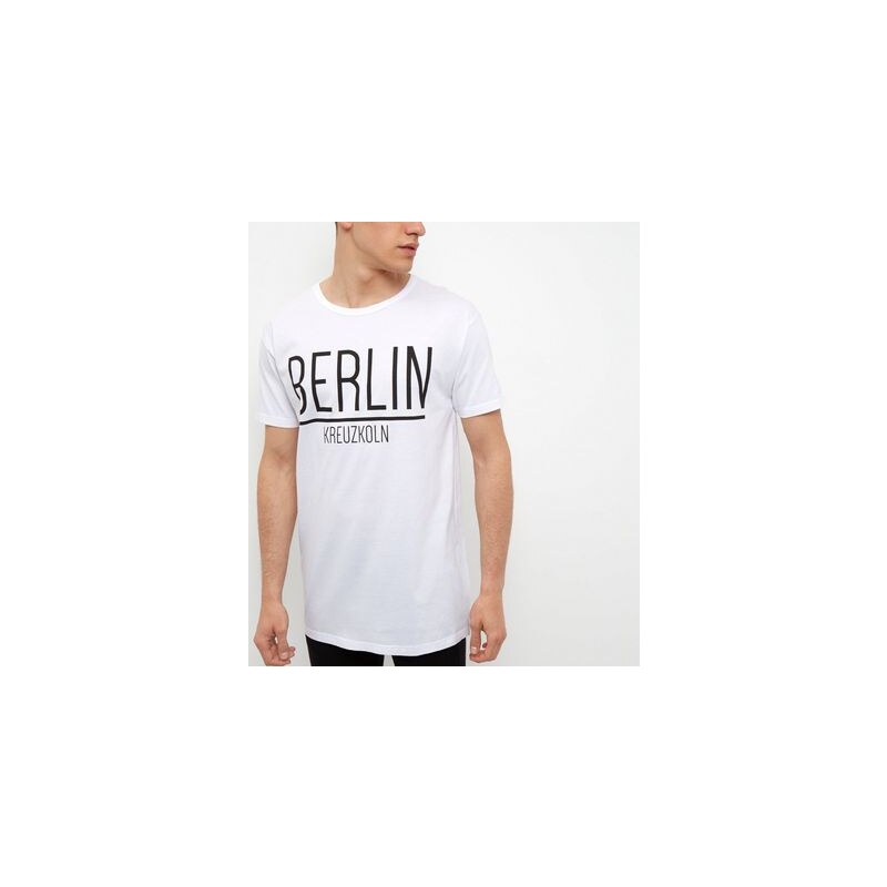 New Look Weißes Longline-T-Shirt mit „Berlin“-Aufschrift