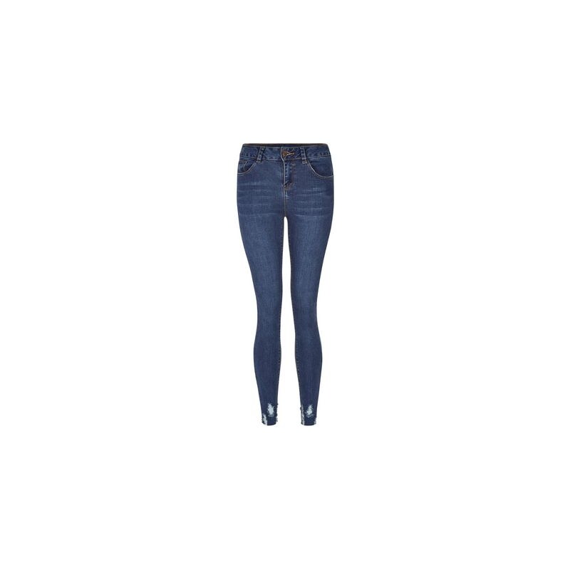 New Look Teenager – Blaue Skinny Jeans mit ausgefranstem Saum