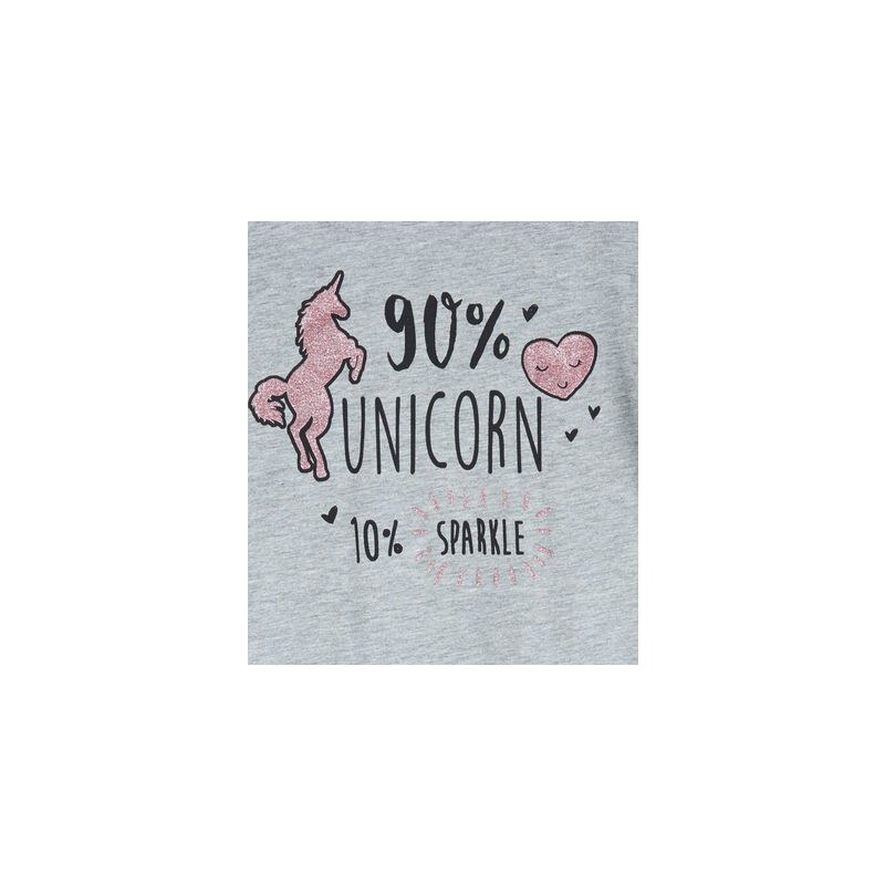 New Look Mädchen – Graues T-Shirt mit „90% Unicorn 10% Sparkle“-Print