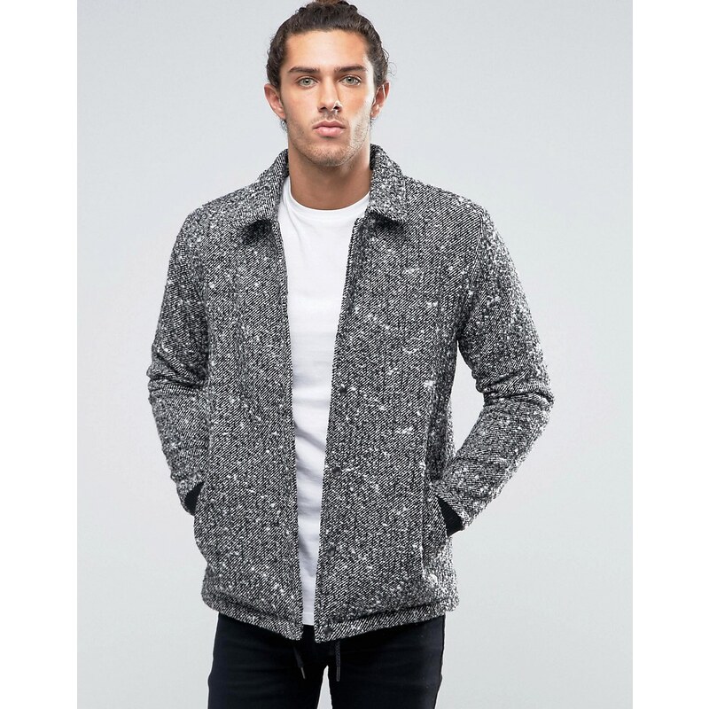 ASOS - Sportliche Jacke aus Wollmischung in Grau meliert - Schwarz