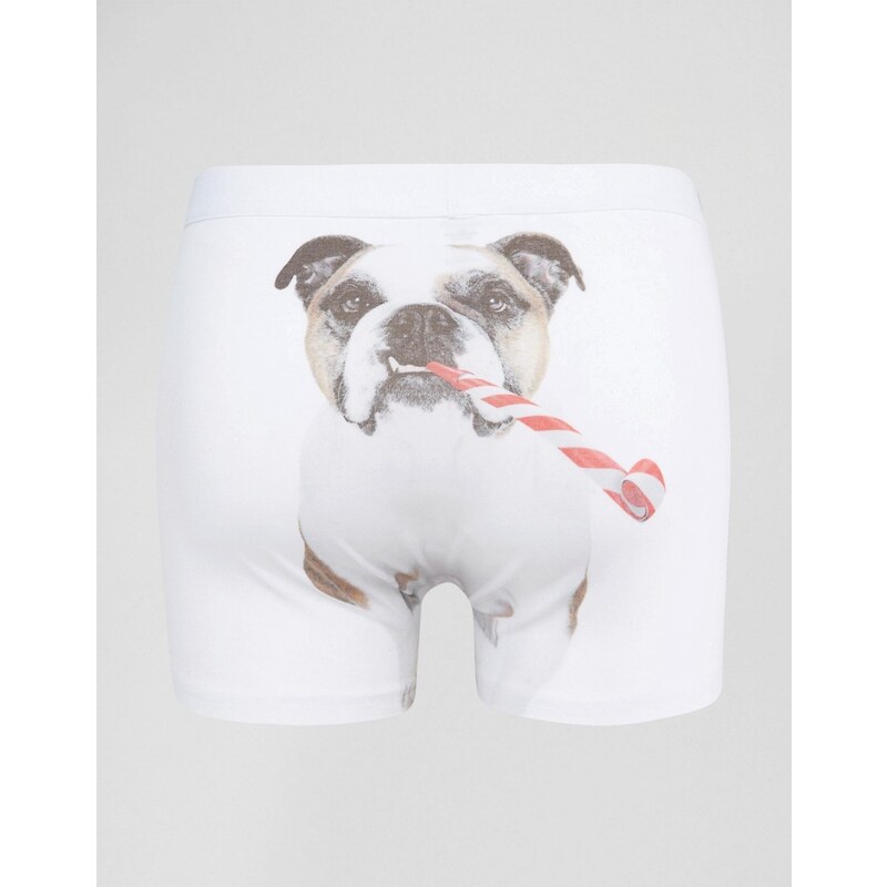 ASOS - Unterhose mit Party Dog-Print - Weiß