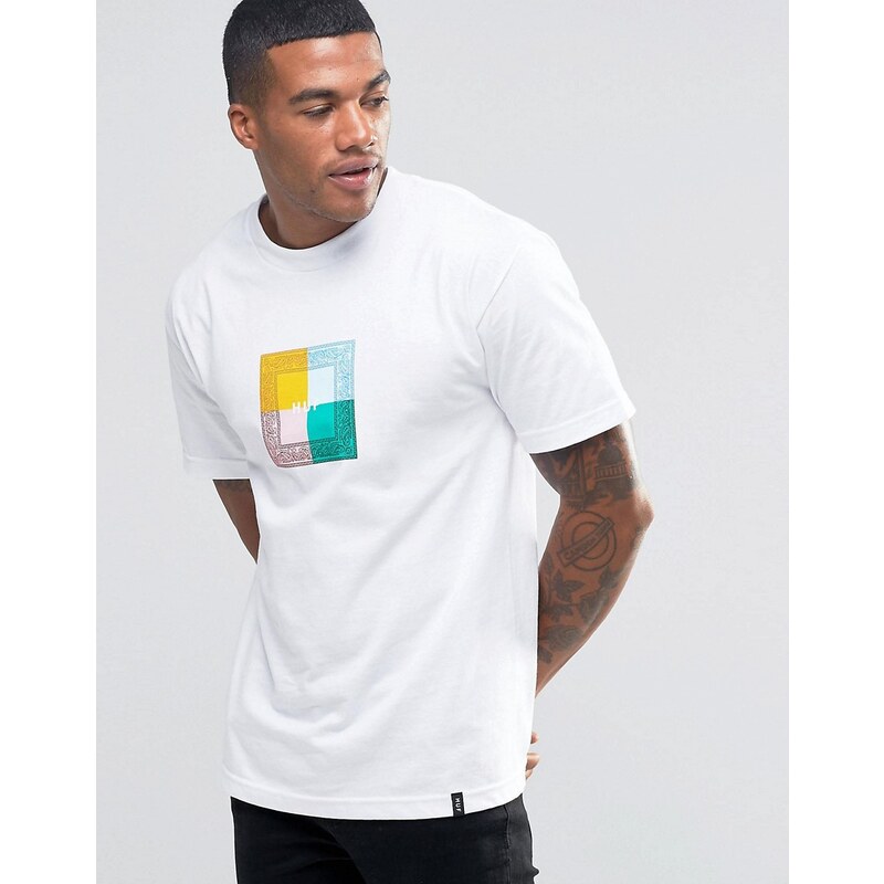 HUF - T-Shirt mit Paisley-Box-Logo - Weiß