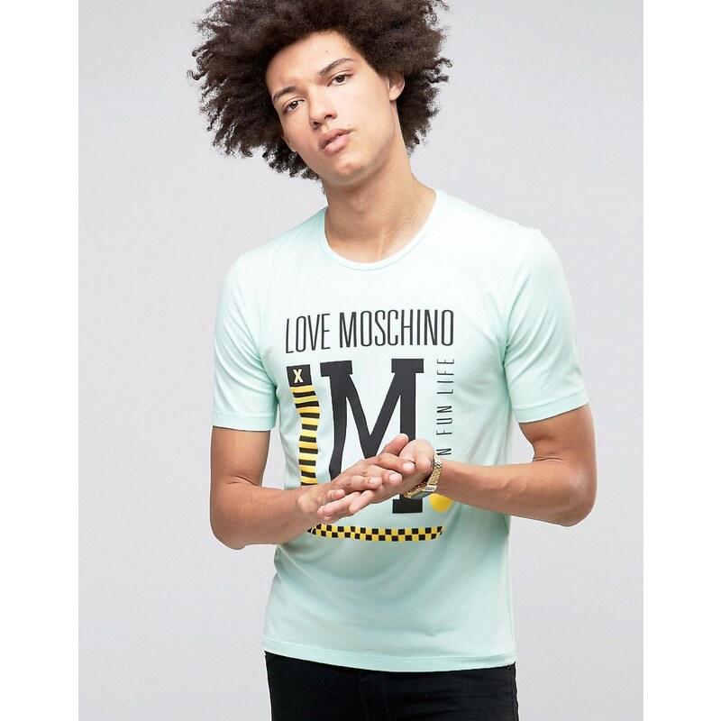 Love Moschino - T-Shirt im Stil der 70er - Grün
