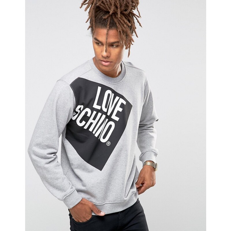 Love Moschino - Pullover mit seitlichem Logo - Grau