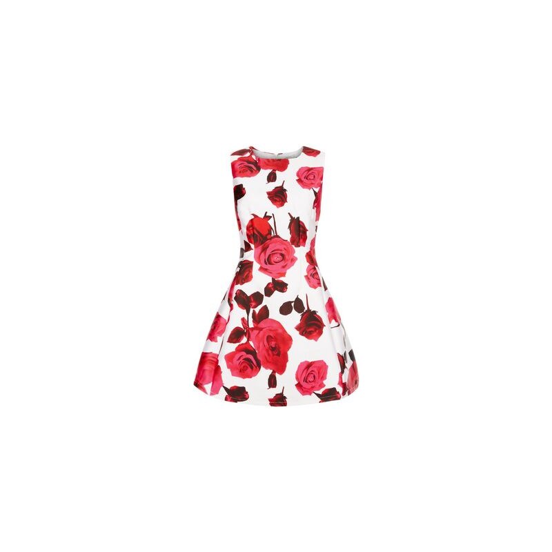 New Look AX Paris – Ausgestelltes cremefarbenes Kleid mit Blumenmuster