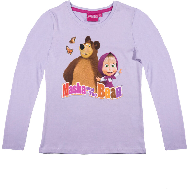 Mascha und der Bär Langarmshirt violett in Größe 104 für Mädchen aus 100% Baumwolle