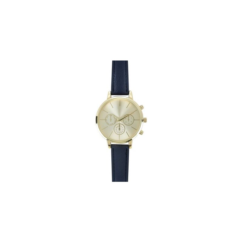New Look Uhr mit marineblauem Band aus Lederimitat