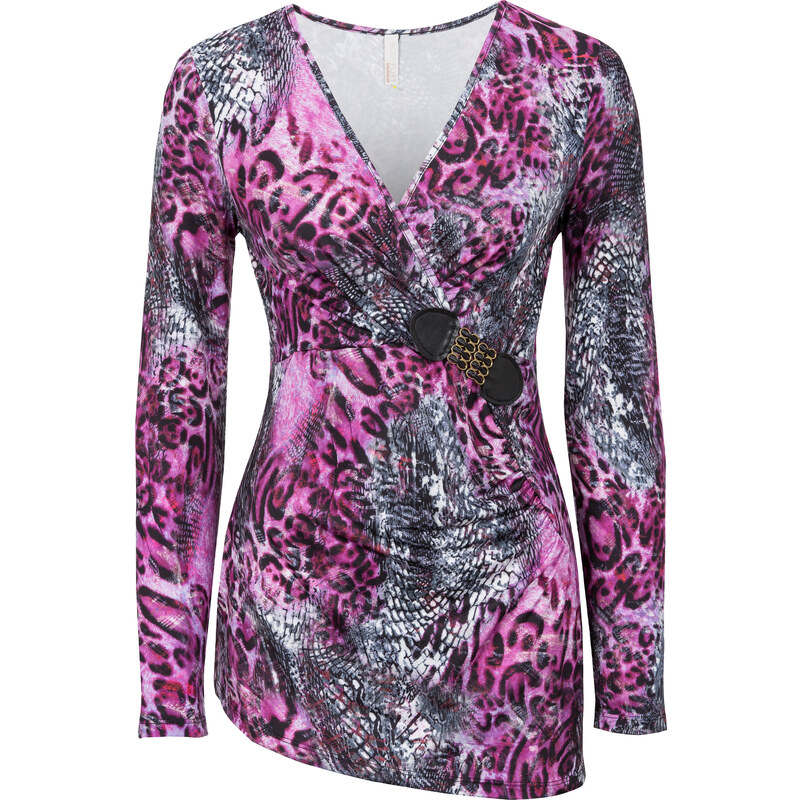 BODYFLIRT boutique Shirt mit tiefem Ausschnitt in lila für Damen von bonprix