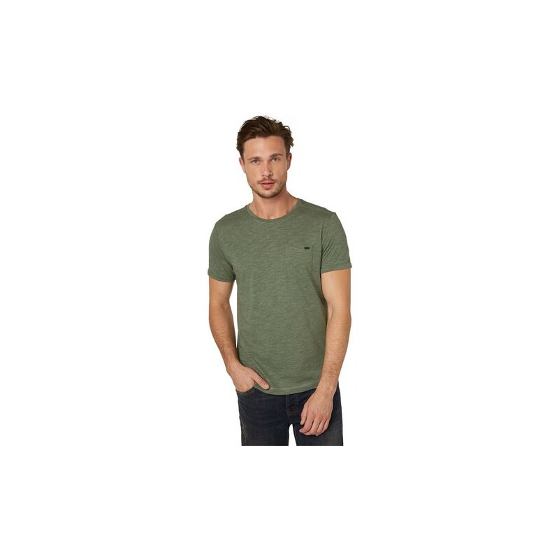 T-Shirt fine structure tee with pocket Tom Tailor grün XL,XXL,XXXL