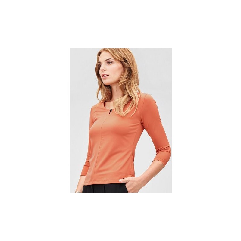S.OLIVER BLACK LABEL Damen BLACK LABEL Stretch-Shirt mit Zierausschnitt orange L (44),L (46),M (40),M (42),S (36),S (38)