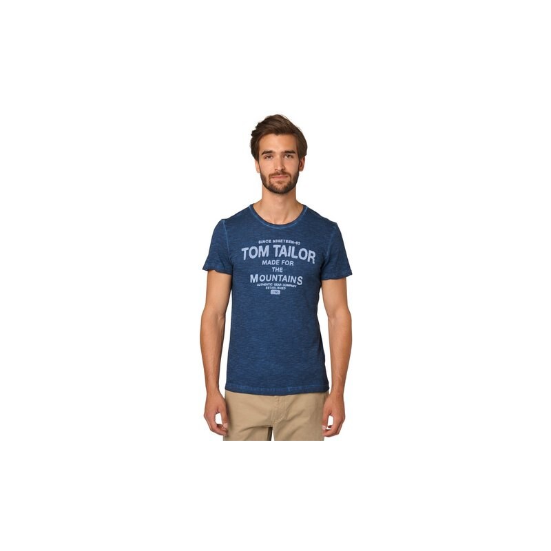 Tom Tailor T-Shirt overdyed print tee blau L,M,XXXL