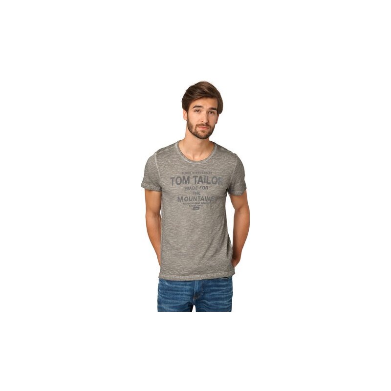 T-Shirt overdyed print tee Tom Tailor grau L,XL,XXL,XXXL