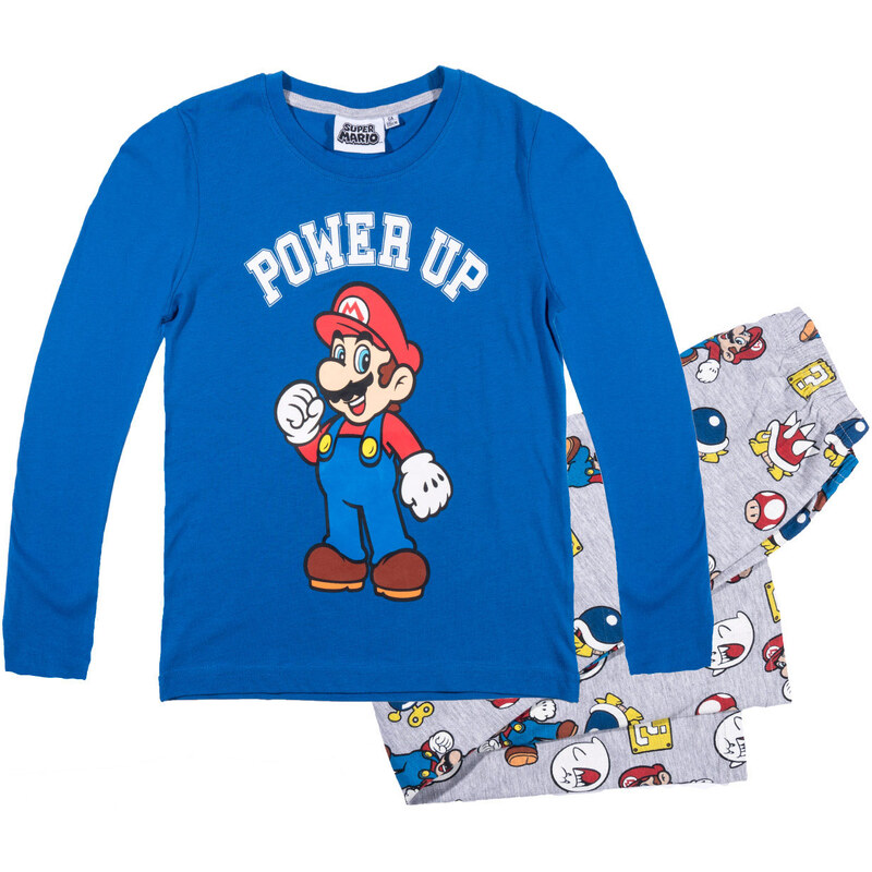 Super Mario Pyjama blau in Größe 104 für Jungen aus 100% Baumwolle Graumelange: 90% Baumwolle 10% Viskose 100% Baumwolle Graumelange: 95% Baumwolle 5% Viskose
