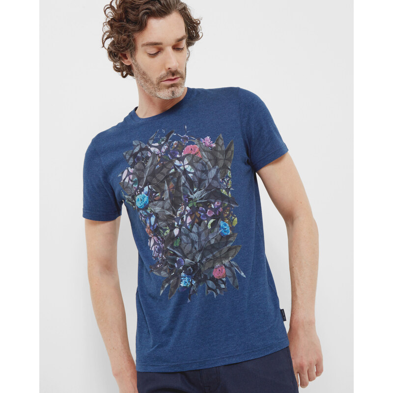 Ted Baker T-Shirt mit floralem Print Dunkelblau
