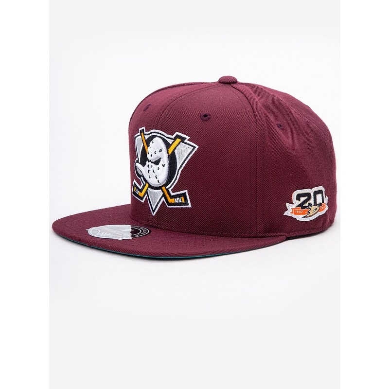 Mitchell & Ness Mighty Ducks NHL Team Solid High Crown Fitted Burgundy