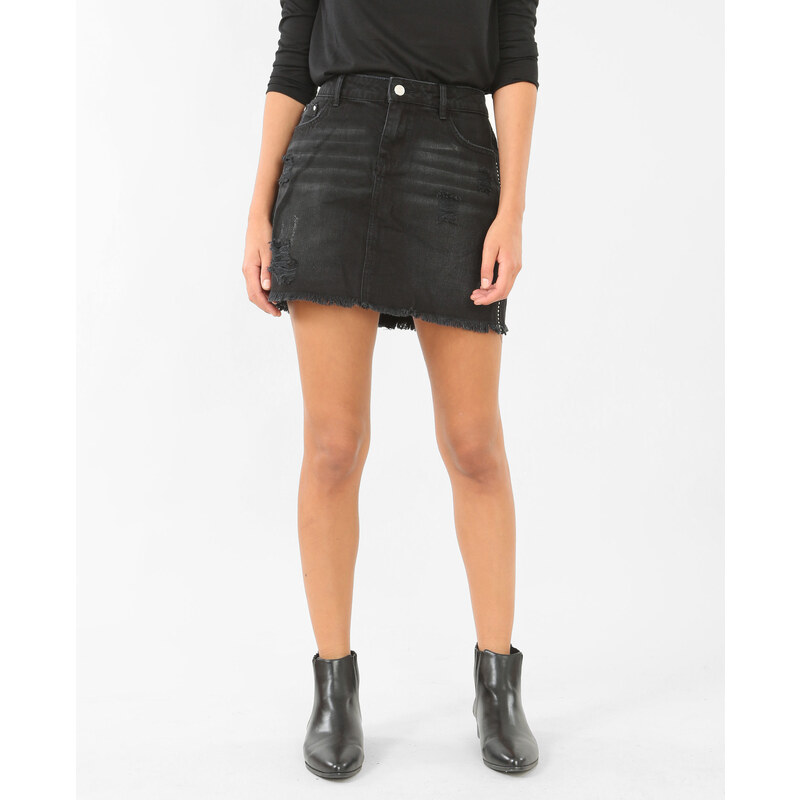 Jeansrock mit Nieten Schwarz, Größe S -Pimkie- Mode für Damen