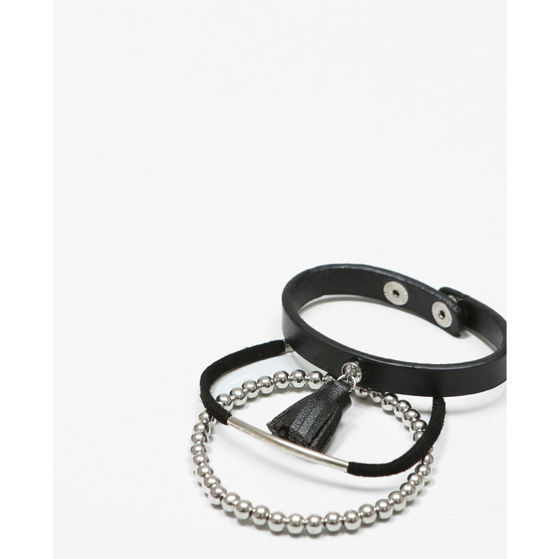 Set aus Armbändern im Grunge-Look Schwarz, Größe 00 -Pimkie- Mode für Damen