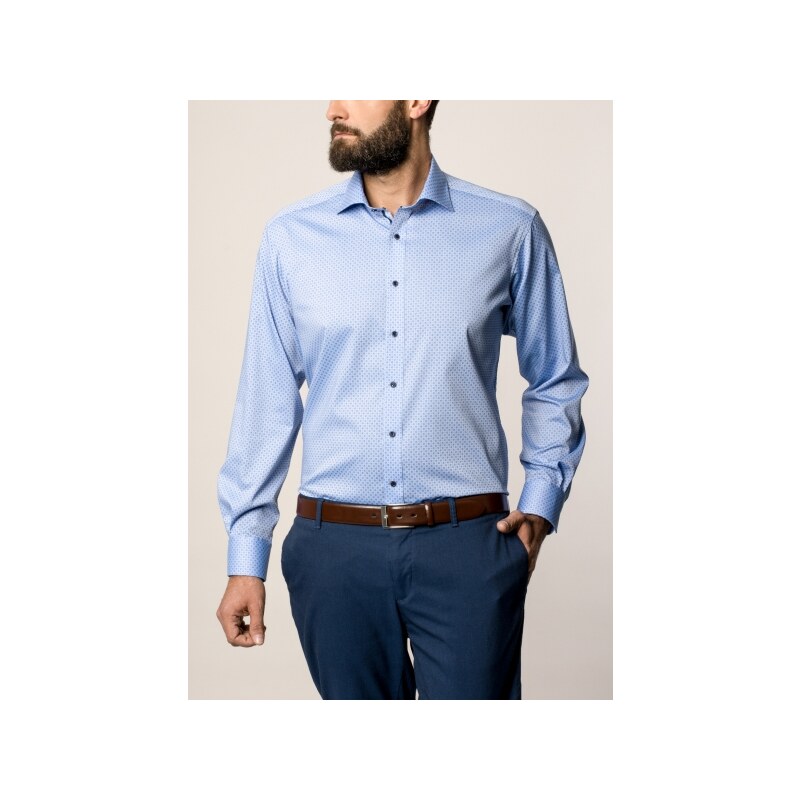 ETERNA COMFORT FIT Langarmhemd blau bedruckt