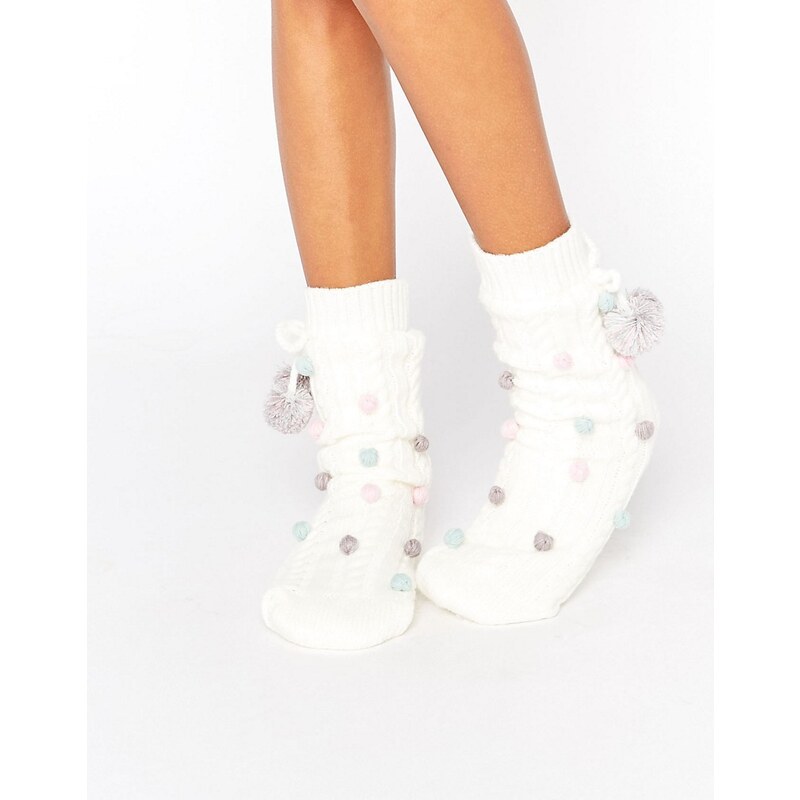 ASOS - Kuschelige Socken mit Bommel in weihnachtlichem Design - Mehrfarbig