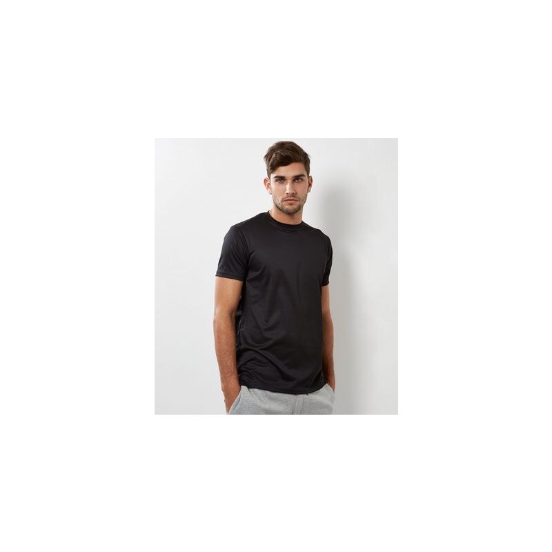 New Look Schwarzes Longline-T-Shirt aus Airtex-Material