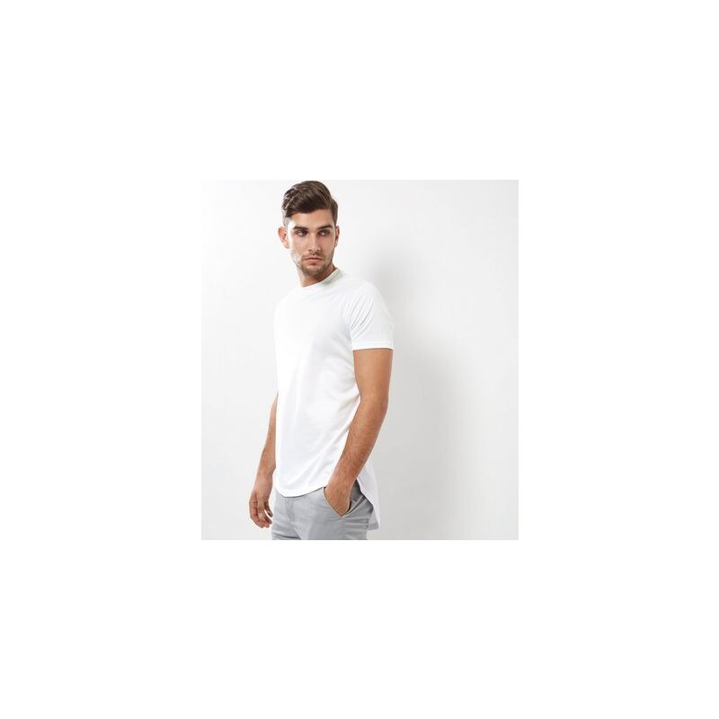 New Look Weißes Longline-T-Shirt aus Airtex-Material