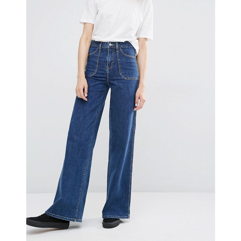 Dr Denim - Bisset - Jeans mit Schlag, weitem Bein und hoher Taille - Blau