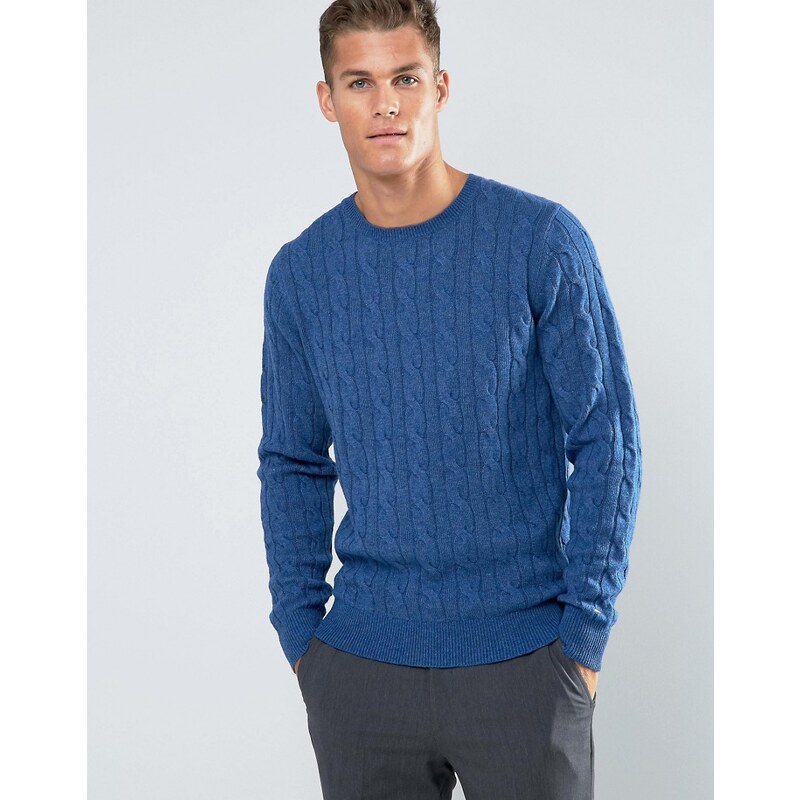 Tommy Hilfiger - Blauer Pullover mit Zopfmuster - Blau