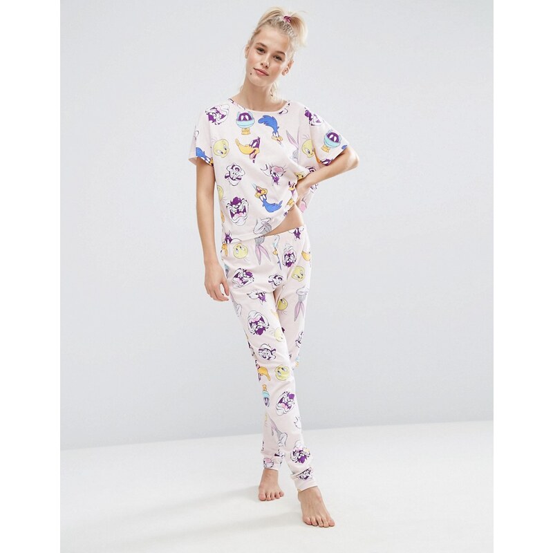 ASOS - Looney Toons - Pyjama-Set mit T-Shirt & Leggings - Mehrfarbig