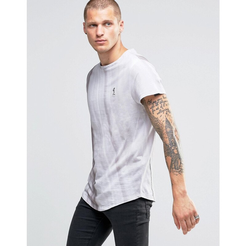 Religion - T-Shirt mit abgerundetem Saum und Farbverlauf - Grau