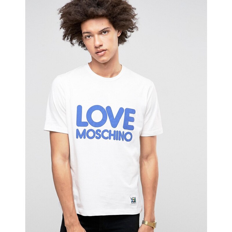 Love Moschino - Bubble - T-Shirt mit Logo - Weiß