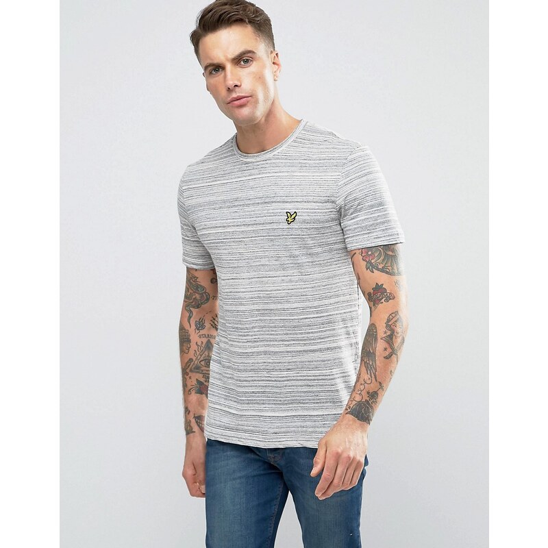 Lyle & Scott - Gestreiftes T-Shirt in grauer Space-Dye-Optik mit Adler-Logo - Grau
