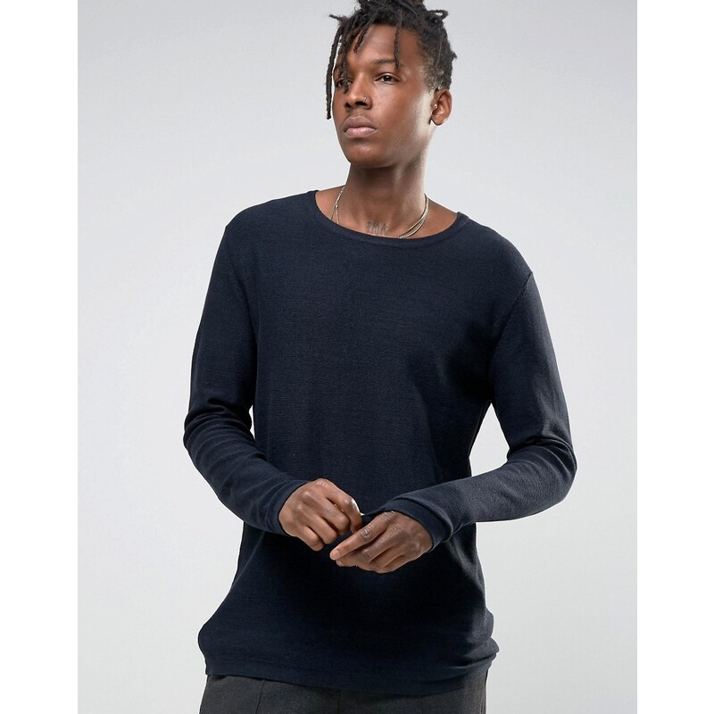 Selected Homme - Pullover aus 100% Baumwolle - Blau