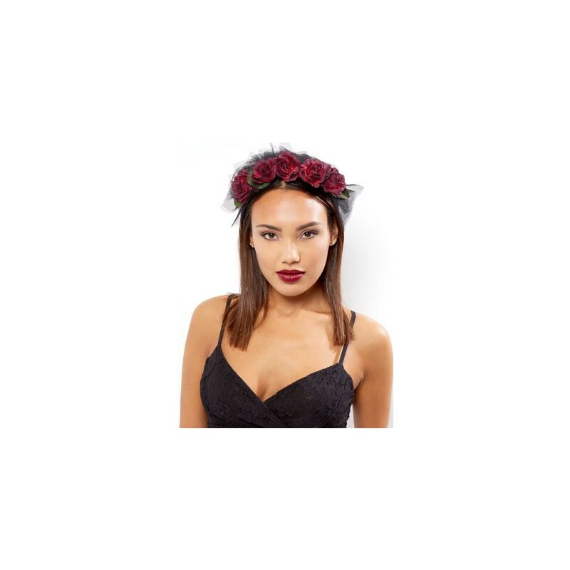 New Look Schwarzes Halloween-Haarband mit Spitze und Blumenmuster