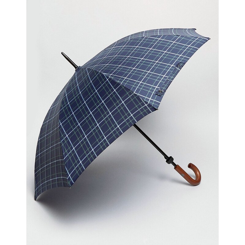 Fulton - Walking - Blauer Regenschirm mit Karomuster - Blau