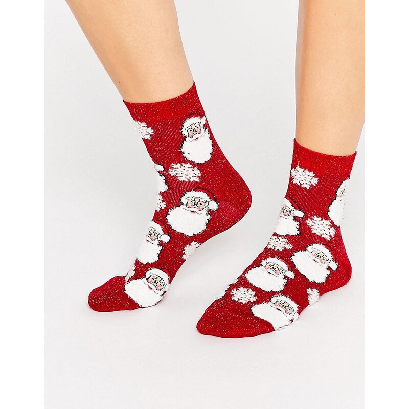 ASOS - Glitzernde Socken mit Santadesign in einer Weihnachtskugel - Rot