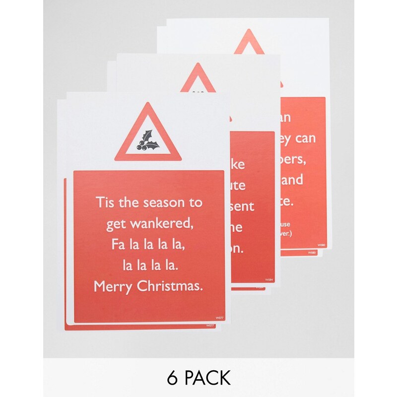 Gifts Brainbox Candy - Weihnachtskarten „Warning“ im 6er-Pack - Mehrfarbig