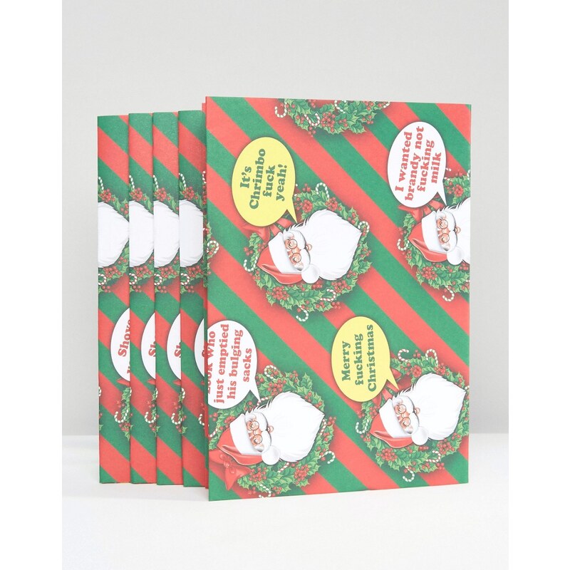 Gifts Brainbox - Candy Rude Santa - Geschenkpapier mit 5 Bögen - Mehrfarbig