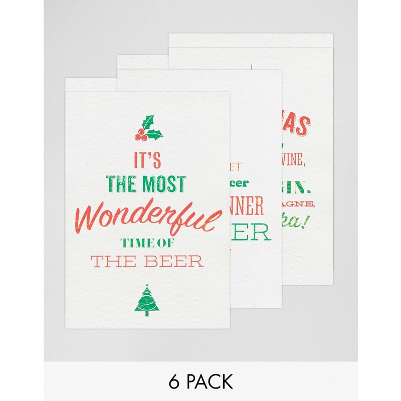 Gifts Brainbox Candy - Weihnachtskarten im Truthahn-Sandwichdesign im 6er-Pack - Mehrfarbig
