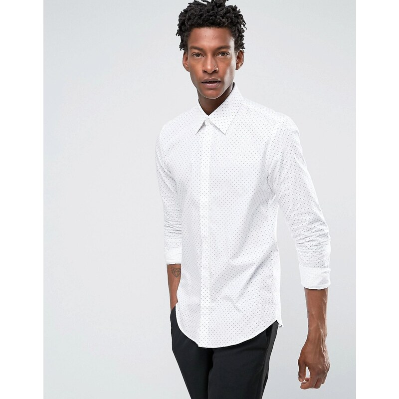 Reiss - Schmales elegantes Hemd mit Punkten - Weiß