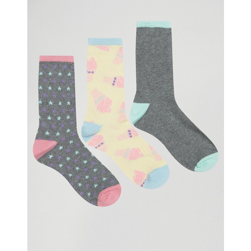 Chelsea Peers - Socken mit Eiscremedesign im 3er-Set - Mehrfarbig