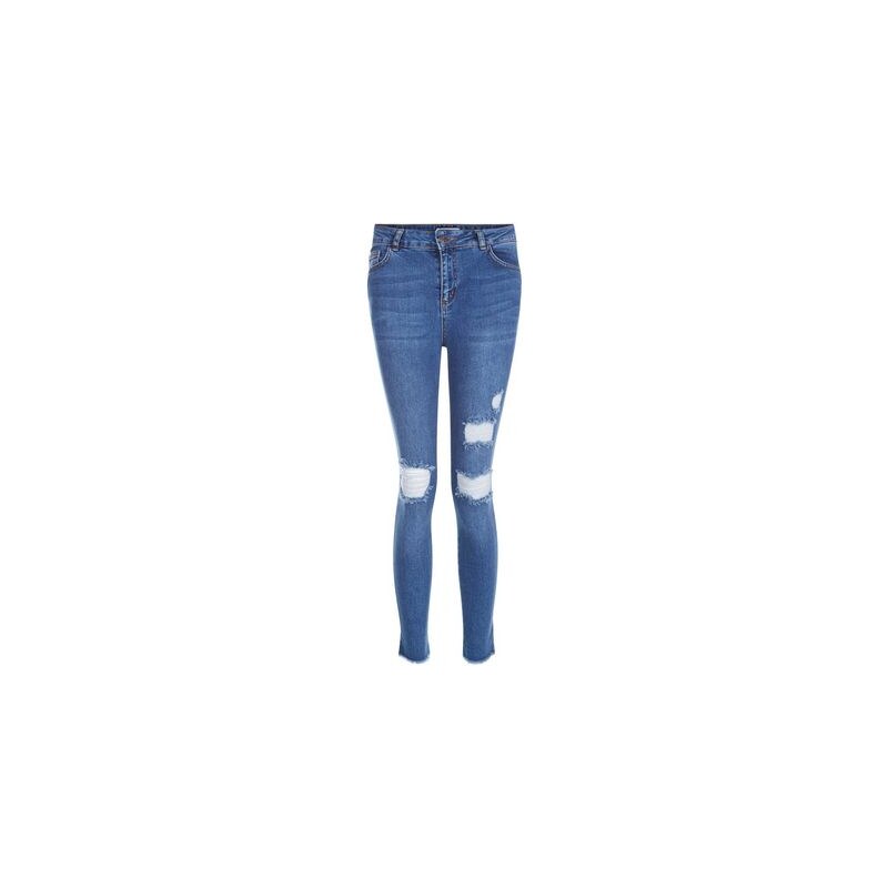 New Look Teenager – Blaue, zerrissene Jeans mit gestuftem Saum