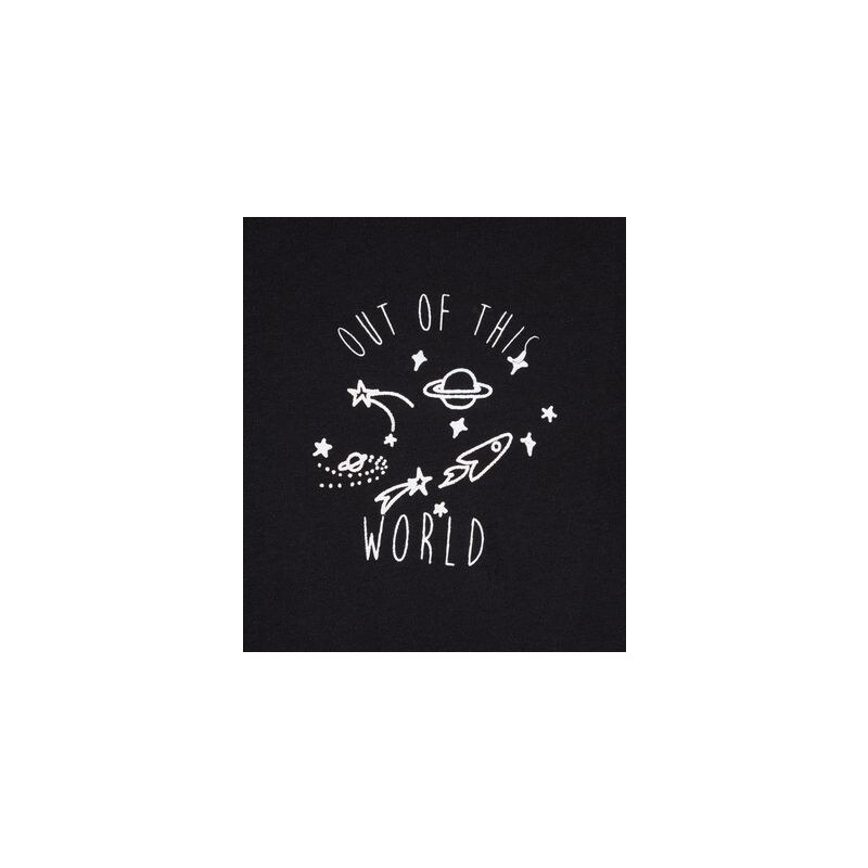 New Look Teenager – Schwarzes, kurzes T-Shirt mit „Out Of This World“-Aufschrift
