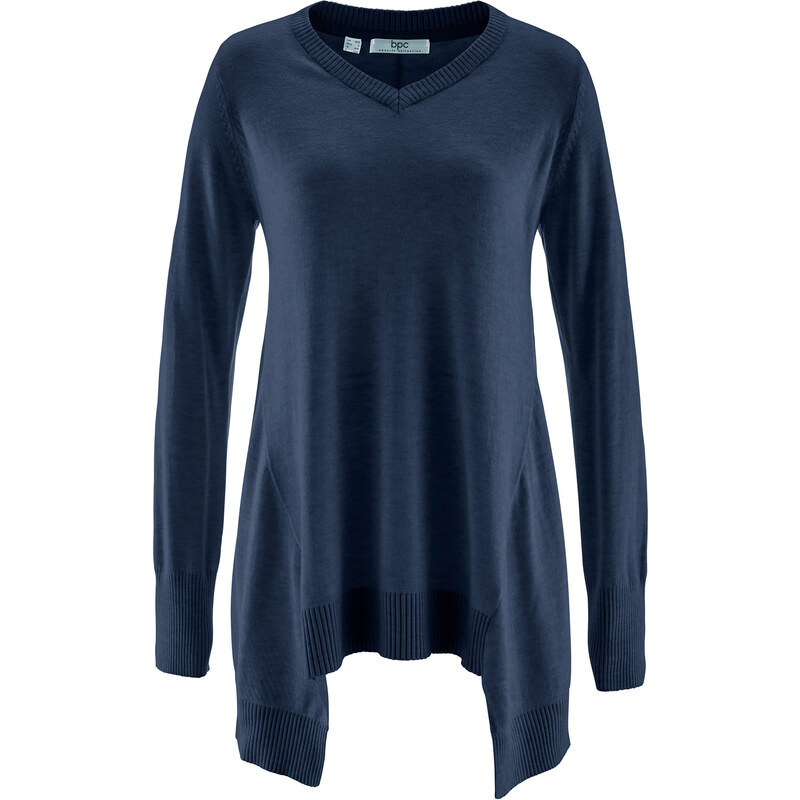 bpc bonprix collection Zipfel-Pullover mit langen Ärmeln langarm in blau für Damen von bonprix