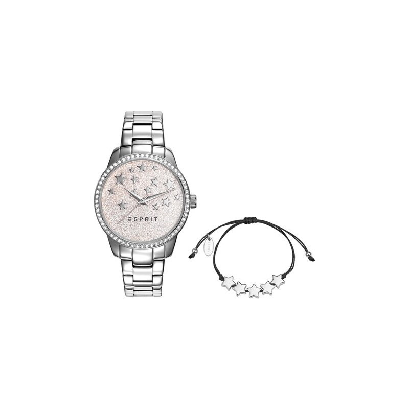 Esprit Set Uhr Armband silber mit Sternen ES109352001