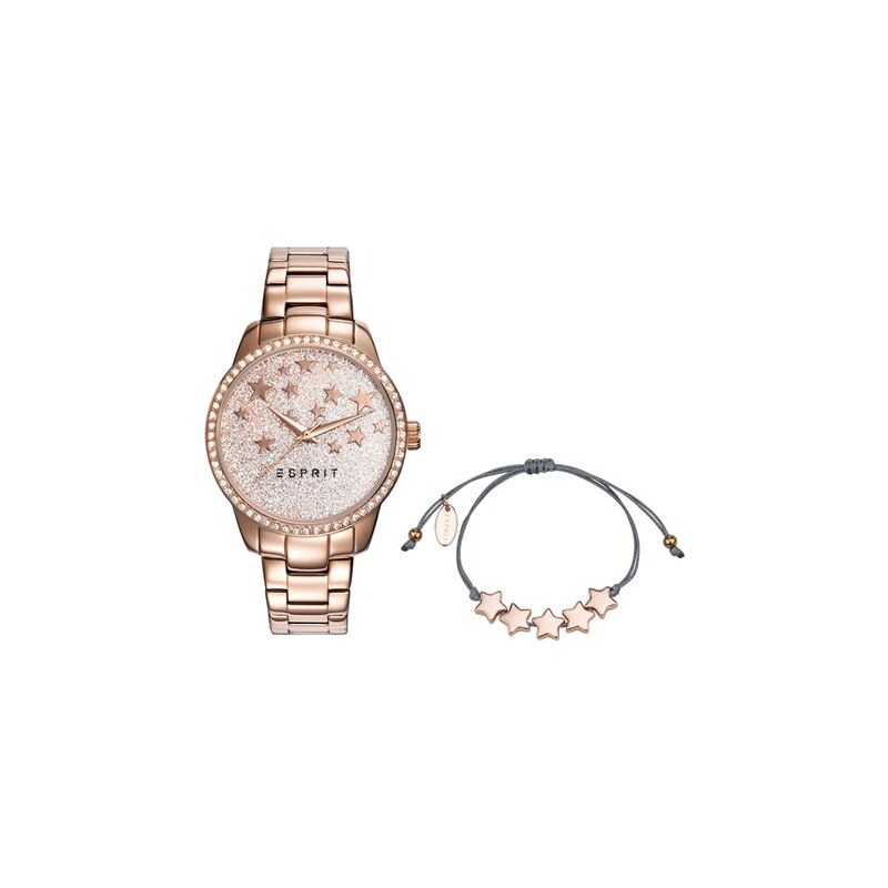 Esprit Set Uhr Armband roségold mit Sternen ES109352003