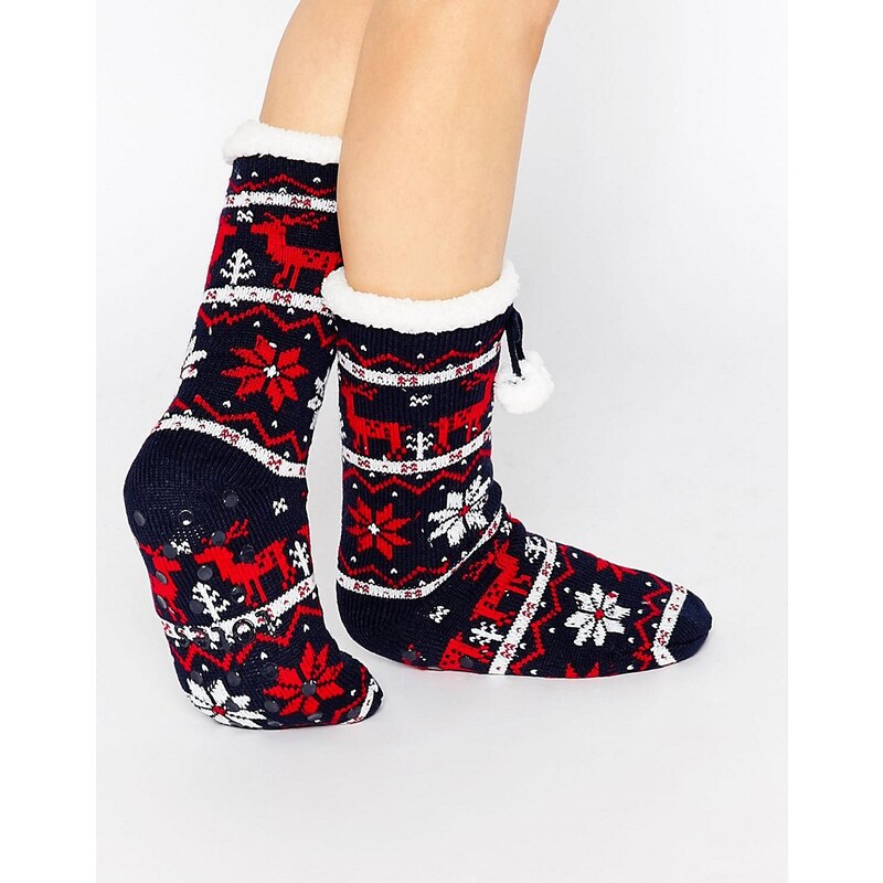 Totes - Ladies - Kuschelige Socken mit Elchdesign - Marineblau