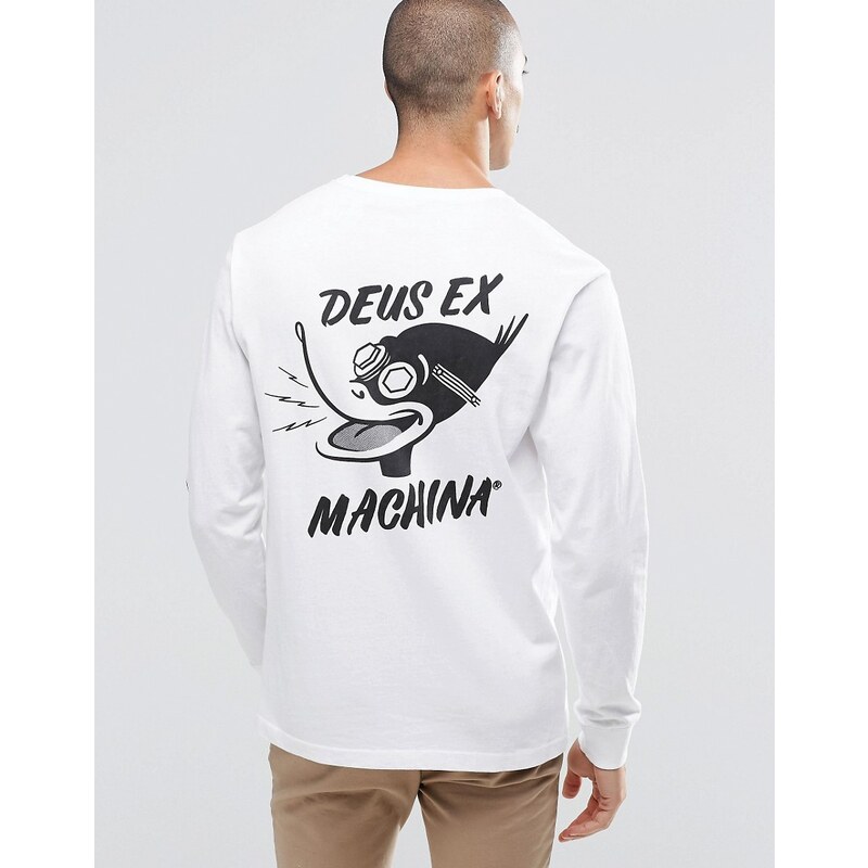 Deus Ex Machina - Langärmliges T-Shirt mit Entenprint hinten - Weiß