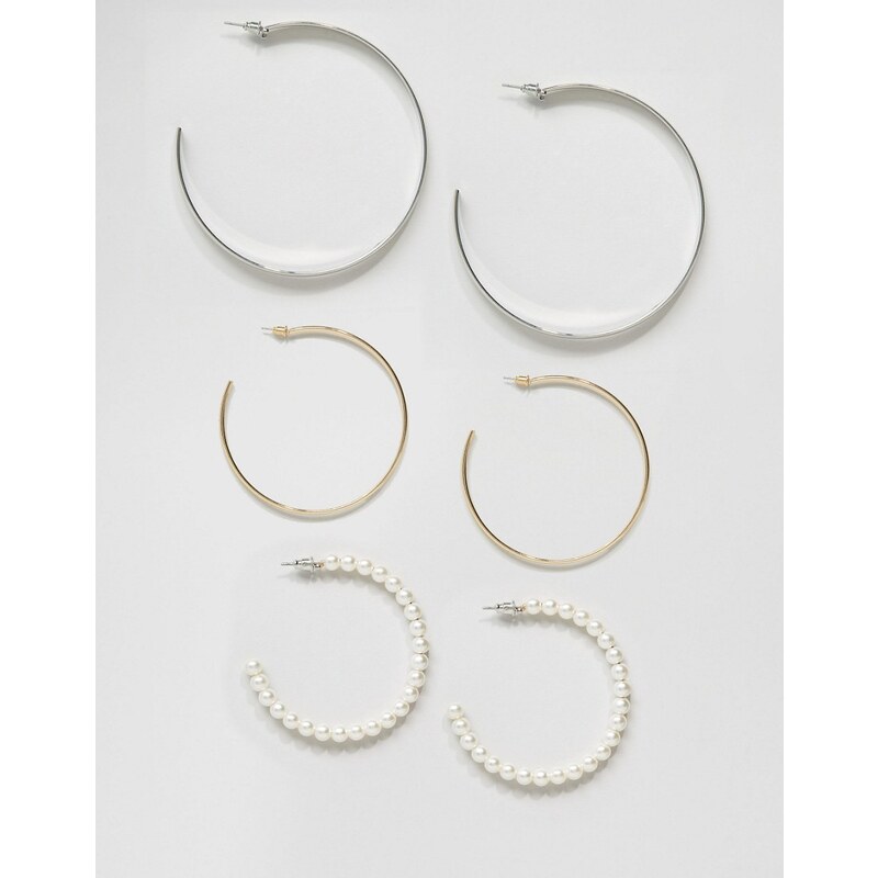 DesignB London DesignB - Set mit 3 runden Ohrringen - Mehrfarbig